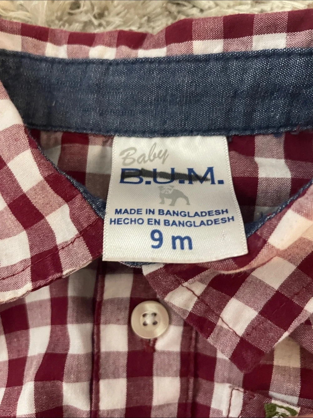 Kids Button-Down Bodysuit Shirt - Red & White Plaid